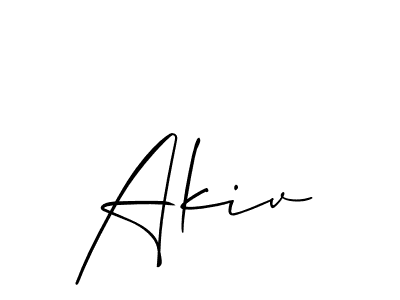 Create a beautiful signature design for name Akiv. With this signature (Allison_Script) fonts, you can make a handwritten signature for free. Akiv signature style 2 images and pictures png