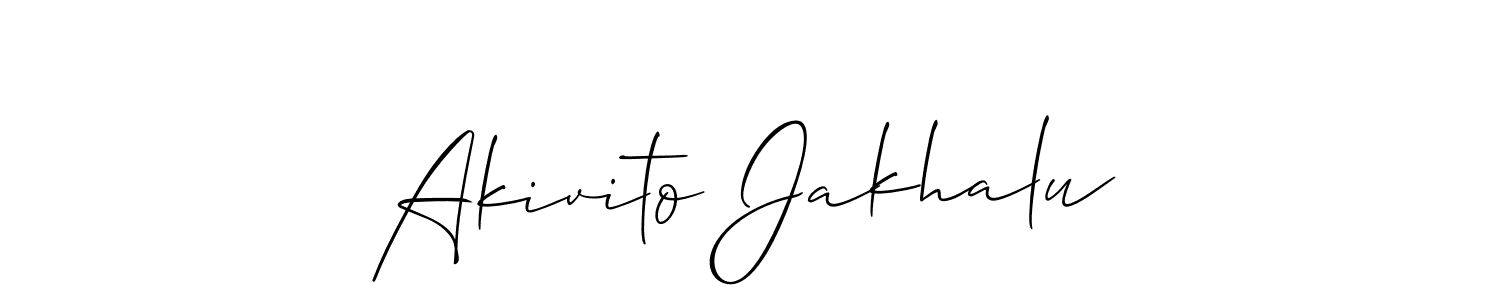 Design your own signature with our free online signature maker. With this signature software, you can create a handwritten (Allison_Script) signature for name Akivito Jakhalu. Akivito Jakhalu signature style 2 images and pictures png