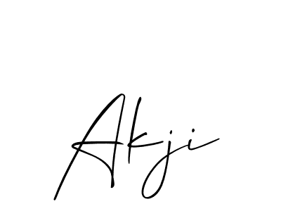 Allison_Script is a professional signature style that is perfect for those who want to add a touch of class to their signature. It is also a great choice for those who want to make their signature more unique. Get Akji name to fancy signature for free. Akji signature style 2 images and pictures png