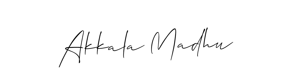 You should practise on your own different ways (Allison_Script) to write your name (Akkala Madhu) in signature. don't let someone else do it for you. Akkala Madhu signature style 2 images and pictures png