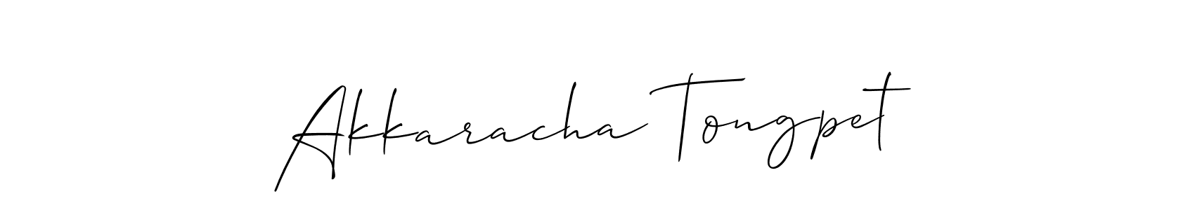 Use a signature maker to create a handwritten signature online. With this signature software, you can design (Allison_Script) your own signature for name Akkaracha Tongpet. Akkaracha Tongpet signature style 2 images and pictures png