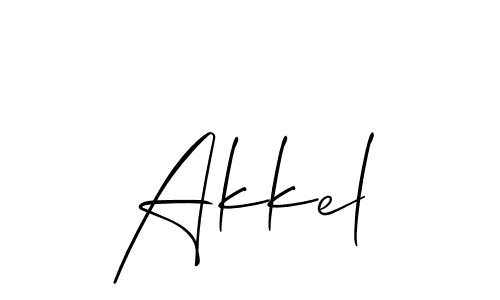 if you are searching for the best signature style for your name Akkel. so please give up your signature search. here we have designed multiple signature styles  using Allison_Script. Akkel signature style 2 images and pictures png