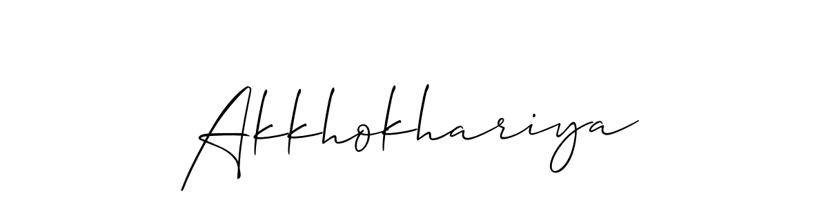 How to make Akkhokhariya name signature. Use Allison_Script style for creating short signs online. This is the latest handwritten sign. Akkhokhariya signature style 2 images and pictures png