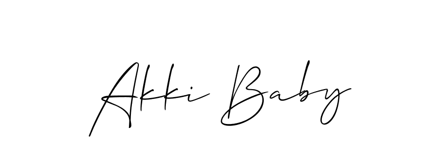 Allison_Script is a professional signature style that is perfect for those who want to add a touch of class to their signature. It is also a great choice for those who want to make their signature more unique. Get Akki Baby name to fancy signature for free. Akki Baby signature style 2 images and pictures png