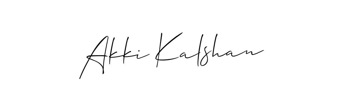 How to make Akki Kalshan name signature. Use Allison_Script style for creating short signs online. This is the latest handwritten sign. Akki Kalshan signature style 2 images and pictures png