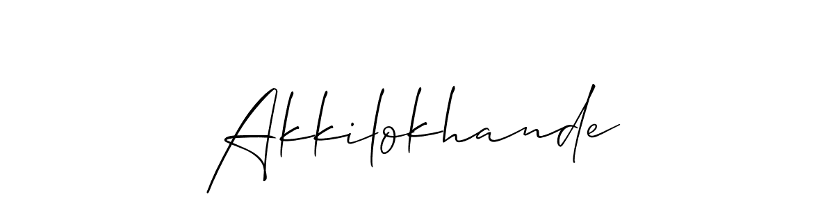 Make a short Akkilokhande signature style. Manage your documents anywhere anytime using Allison_Script. Create and add eSignatures, submit forms, share and send files easily. Akkilokhande signature style 2 images and pictures png