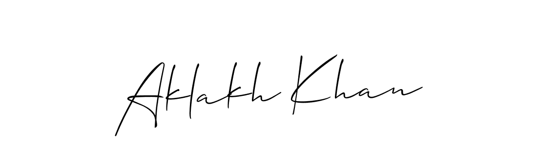 Design your own signature with our free online signature maker. With this signature software, you can create a handwritten (Allison_Script) signature for name Aklakh Khan. Aklakh Khan signature style 2 images and pictures png