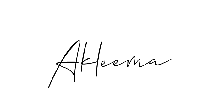 Make a beautiful signature design for name Akleema. With this signature (Allison_Script) style, you can create a handwritten signature for free. Akleema signature style 2 images and pictures png