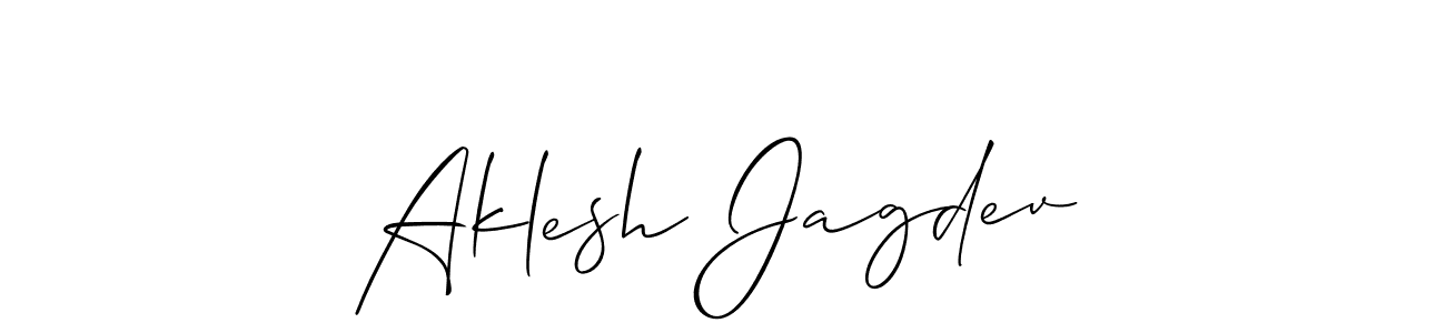 Also we have Aklesh Jagdev name is the best signature style. Create professional handwritten signature collection using Allison_Script autograph style. Aklesh Jagdev signature style 2 images and pictures png