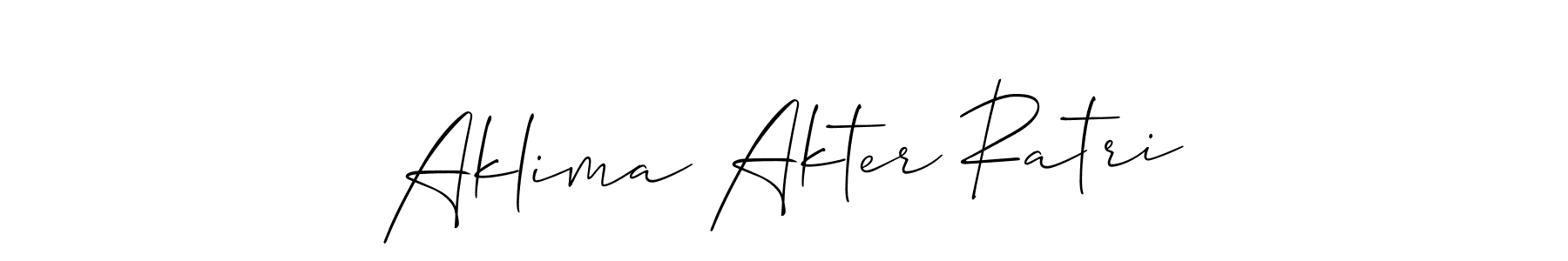 You should practise on your own different ways (Allison_Script) to write your name (Aklima Akter Ratri) in signature. don't let someone else do it for you. Aklima Akter Ratri signature style 2 images and pictures png