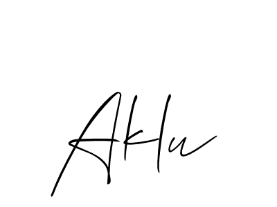 Similarly Allison_Script is the best handwritten signature design. Signature creator online .You can use it as an online autograph creator for name Aklu. Aklu signature style 2 images and pictures png