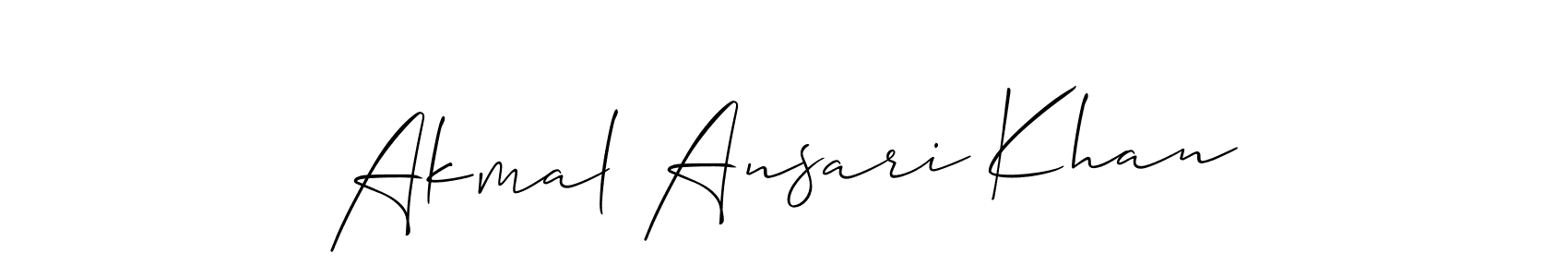 Make a beautiful signature design for name Akmal Ansari Khan. With this signature (Allison_Script) style, you can create a handwritten signature for free. Akmal Ansari Khan signature style 2 images and pictures png