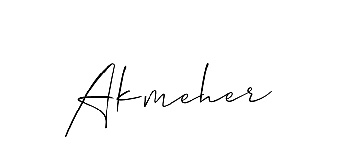 Use a signature maker to create a handwritten signature online. With this signature software, you can design (Allison_Script) your own signature for name Akmeher. Akmeher signature style 2 images and pictures png