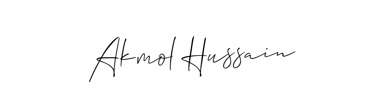 Use a signature maker to create a handwritten signature online. With this signature software, you can design (Allison_Script) your own signature for name Akmol Hussain. Akmol Hussain signature style 2 images and pictures png