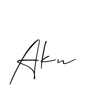 Create a beautiful signature design for name Akn. With this signature (Allison_Script) fonts, you can make a handwritten signature for free. Akn signature style 2 images and pictures png