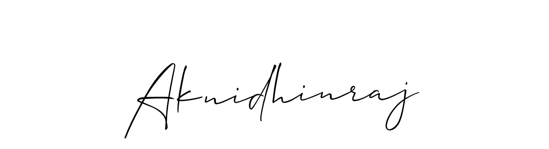 It looks lik you need a new signature style for name Aknidhinraj. Design unique handwritten (Allison_Script) signature with our free signature maker in just a few clicks. Aknidhinraj signature style 2 images and pictures png