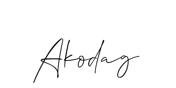 Design your own signature with our free online signature maker. With this signature software, you can create a handwritten (Allison_Script) signature for name Akodag. Akodag signature style 2 images and pictures png