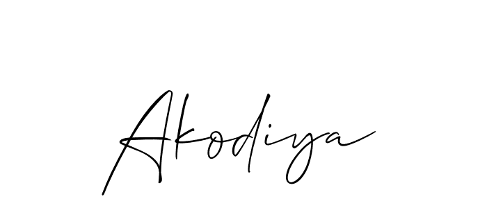 Make a beautiful signature design for name Akodiya. With this signature (Allison_Script) style, you can create a handwritten signature for free. Akodiya signature style 2 images and pictures png