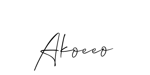 Create a beautiful signature design for name Akoeeo. With this signature (Allison_Script) fonts, you can make a handwritten signature for free. Akoeeo signature style 2 images and pictures png