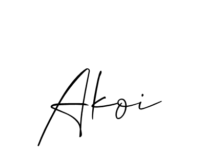 How to make Akoi name signature. Use Allison_Script style for creating short signs online. This is the latest handwritten sign. Akoi signature style 2 images and pictures png