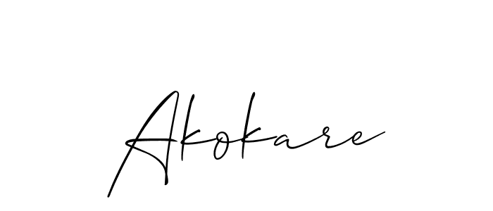Design your own signature with our free online signature maker. With this signature software, you can create a handwritten (Allison_Script) signature for name Akokare. Akokare signature style 2 images and pictures png