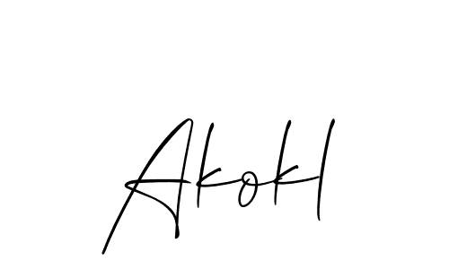 It looks lik you need a new signature style for name Akokl. Design unique handwritten (Allison_Script) signature with our free signature maker in just a few clicks. Akokl signature style 2 images and pictures png