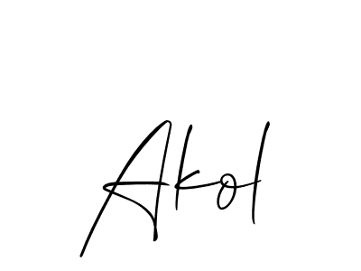 Design your own signature with our free online signature maker. With this signature software, you can create a handwritten (Allison_Script) signature for name Akol. Akol signature style 2 images and pictures png