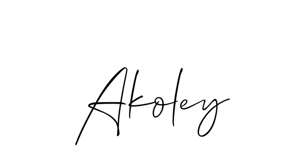 Design your own signature with our free online signature maker. With this signature software, you can create a handwritten (Allison_Script) signature for name Akoley. Akoley signature style 2 images and pictures png