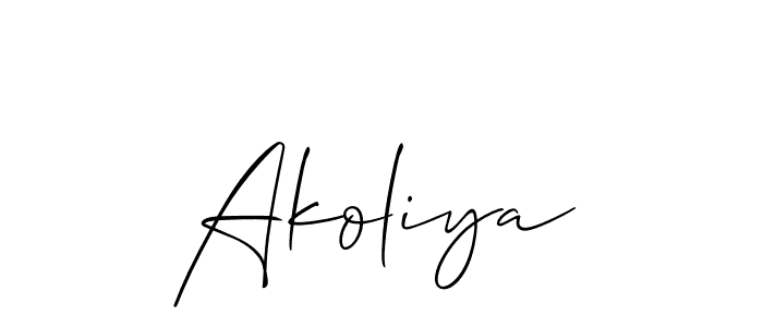 Similarly Allison_Script is the best handwritten signature design. Signature creator online .You can use it as an online autograph creator for name Akoliya. Akoliya signature style 2 images and pictures png