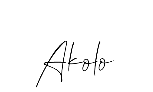 Allison_Script is a professional signature style that is perfect for those who want to add a touch of class to their signature. It is also a great choice for those who want to make their signature more unique. Get Akolo name to fancy signature for free. Akolo signature style 2 images and pictures png