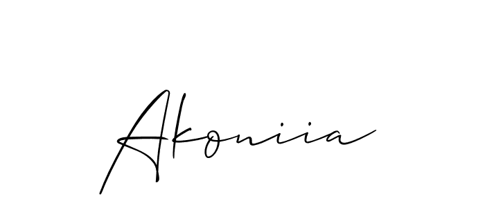 Make a beautiful signature design for name Akoniia. With this signature (Allison_Script) style, you can create a handwritten signature for free. Akoniia signature style 2 images and pictures png