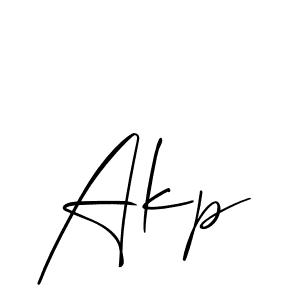 Design your own signature with our free online signature maker. With this signature software, you can create a handwritten (Allison_Script) signature for name Akp. Akp signature style 2 images and pictures png