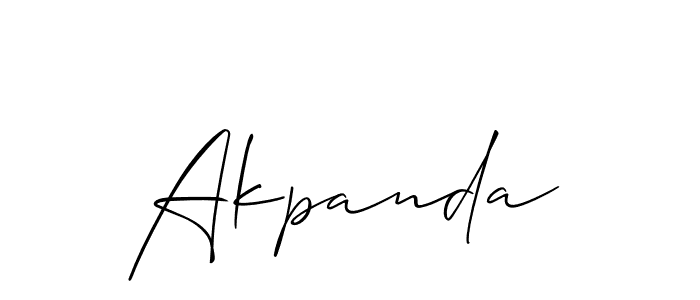 Use a signature maker to create a handwritten signature online. With this signature software, you can design (Allison_Script) your own signature for name Akpanda. Akpanda signature style 2 images and pictures png