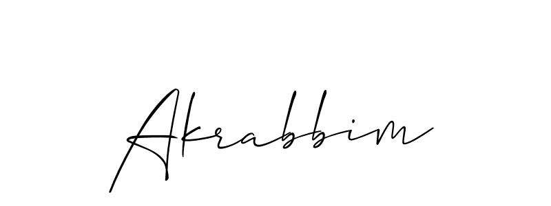 Design your own signature with our free online signature maker. With this signature software, you can create a handwritten (Allison_Script) signature for name Akrabbim. Akrabbim signature style 2 images and pictures png