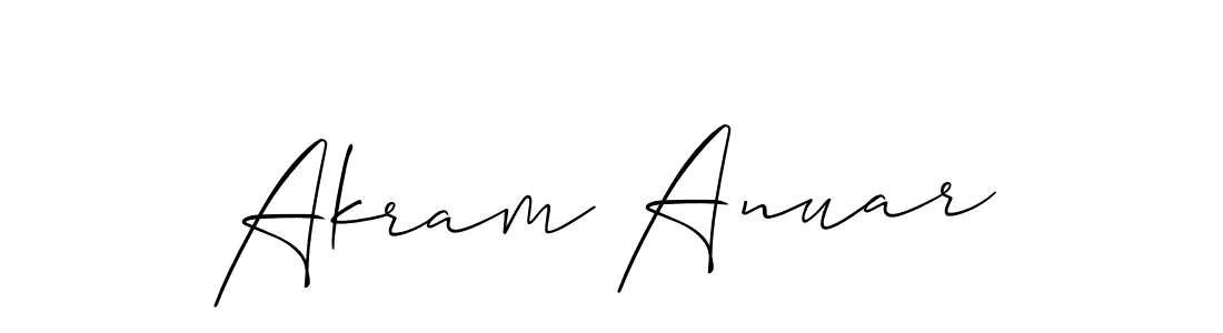 Make a short Akram Anuar signature style. Manage your documents anywhere anytime using Allison_Script. Create and add eSignatures, submit forms, share and send files easily. Akram Anuar signature style 2 images and pictures png