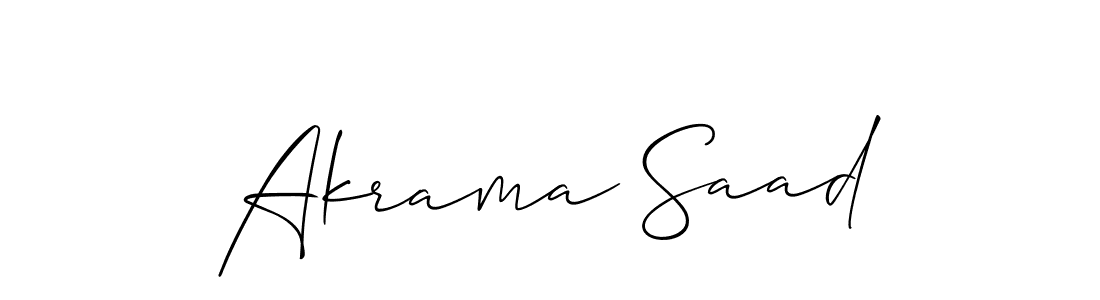 The best way (Allison_Script) to make a short signature is to pick only two or three words in your name. The name Akrama Saad include a total of six letters. For converting this name. Akrama Saad signature style 2 images and pictures png