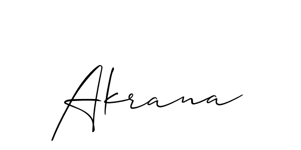 The best way (Allison_Script) to make a short signature is to pick only two or three words in your name. The name Akrana include a total of six letters. For converting this name. Akrana signature style 2 images and pictures png