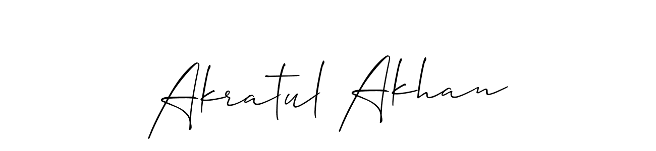 How to make Akratul Akhan name signature. Use Allison_Script style for creating short signs online. This is the latest handwritten sign. Akratul Akhan signature style 2 images and pictures png