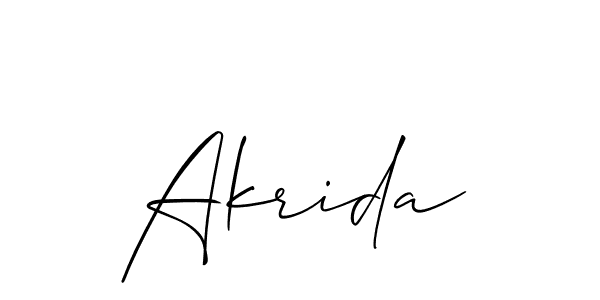 You can use this online signature creator to create a handwritten signature for the name Akrida. This is the best online autograph maker. Akrida signature style 2 images and pictures png