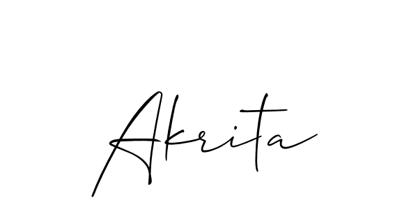 Design your own signature with our free online signature maker. With this signature software, you can create a handwritten (Allison_Script) signature for name Akrita. Akrita signature style 2 images and pictures png