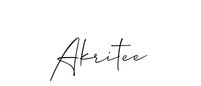 It looks lik you need a new signature style for name Akritee. Design unique handwritten (Allison_Script) signature with our free signature maker in just a few clicks. Akritee signature style 2 images and pictures png