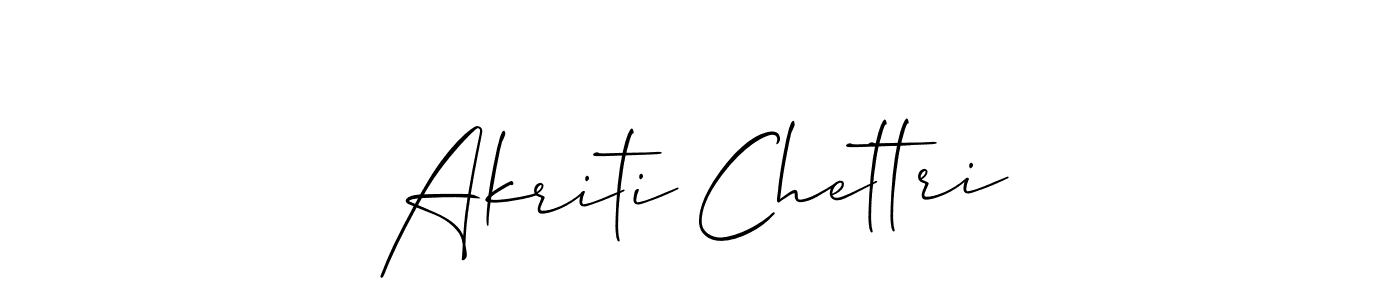 Make a short Akriti Chettri signature style. Manage your documents anywhere anytime using Allison_Script. Create and add eSignatures, submit forms, share and send files easily. Akriti Chettri signature style 2 images and pictures png