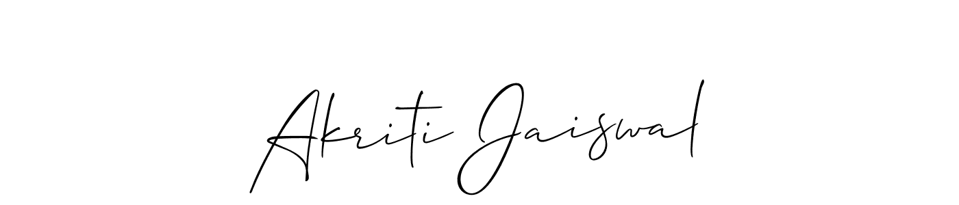Create a beautiful signature design for name Akriti Jaiswal. With this signature (Allison_Script) fonts, you can make a handwritten signature for free. Akriti Jaiswal signature style 2 images and pictures png
