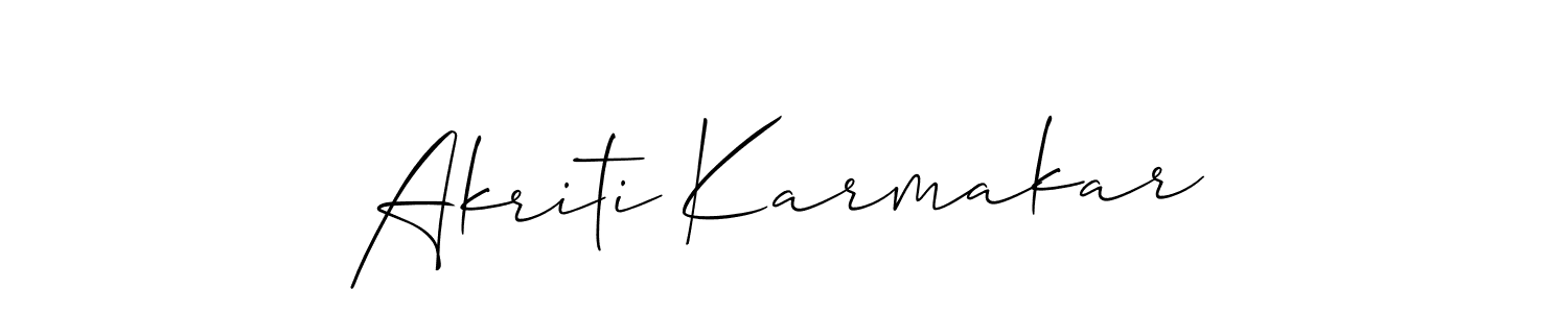 How to make Akriti Karmakar name signature. Use Allison_Script style for creating short signs online. This is the latest handwritten sign. Akriti Karmakar signature style 2 images and pictures png