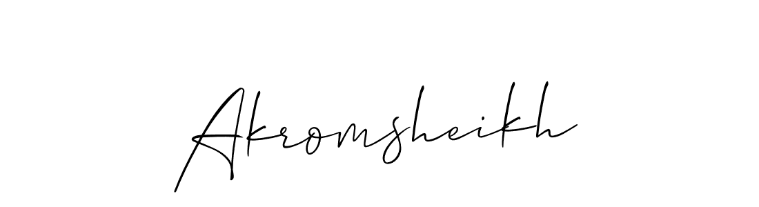 The best way (Allison_Script) to make a short signature is to pick only two or three words in your name. The name Akromsheikh include a total of six letters. For converting this name. Akromsheikh signature style 2 images and pictures png