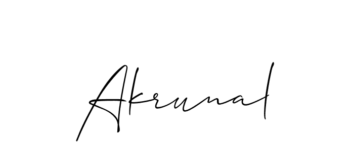 Create a beautiful signature design for name Akrunal. With this signature (Allison_Script) fonts, you can make a handwritten signature for free. Akrunal signature style 2 images and pictures png