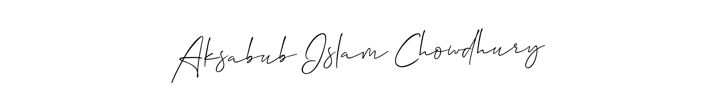 Make a beautiful signature design for name Aksabub Islam Chowdhury. With this signature (Allison_Script) style, you can create a handwritten signature for free. Aksabub Islam Chowdhury signature style 2 images and pictures png