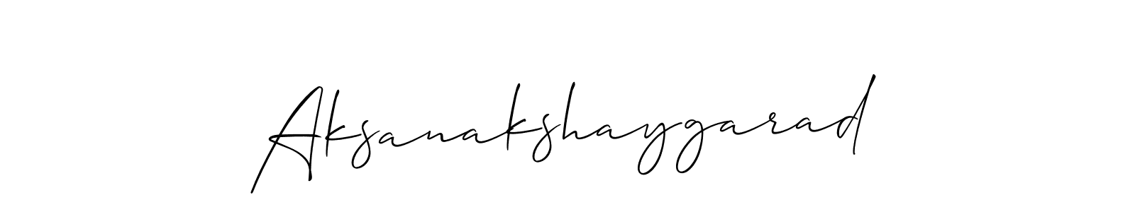 Make a short Aksanakshaygarad signature style. Manage your documents anywhere anytime using Allison_Script. Create and add eSignatures, submit forms, share and send files easily. Aksanakshaygarad signature style 2 images and pictures png