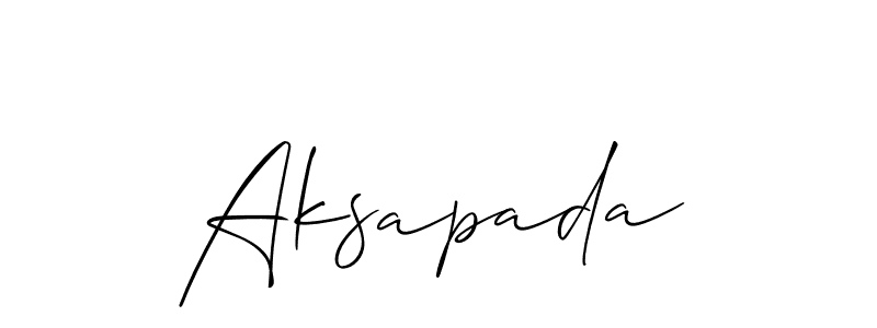 The best way (Allison_Script) to make a short signature is to pick only two or three words in your name. The name Aksapada include a total of six letters. For converting this name. Aksapada signature style 2 images and pictures png