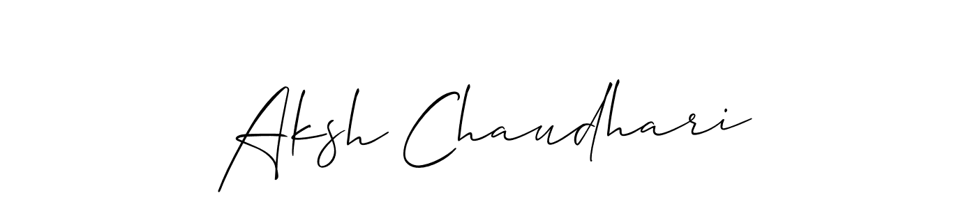 How to make Aksh Chaudhari name signature. Use Allison_Script style for creating short signs online. This is the latest handwritten sign. Aksh Chaudhari signature style 2 images and pictures png